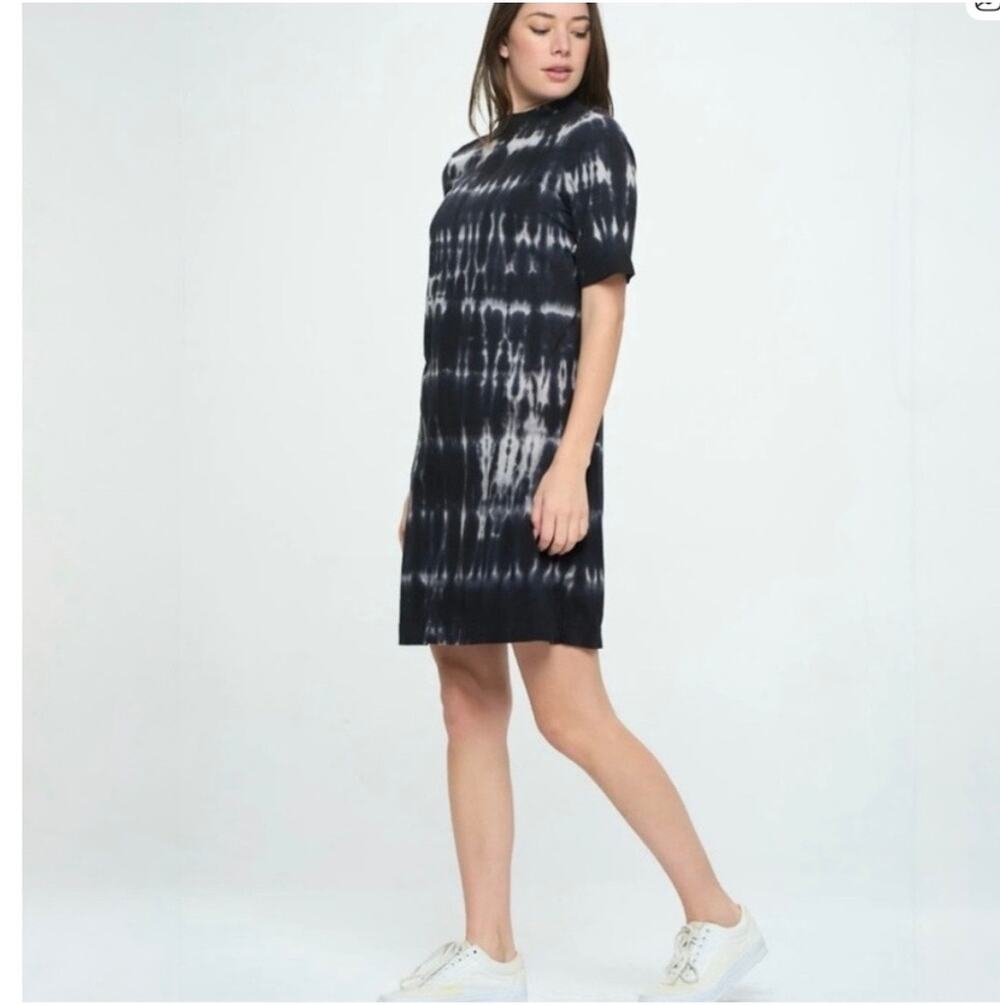 Anthropologie t.la Heidi Mock Neck Short Sleeve Tee Dress Tie Dye XS